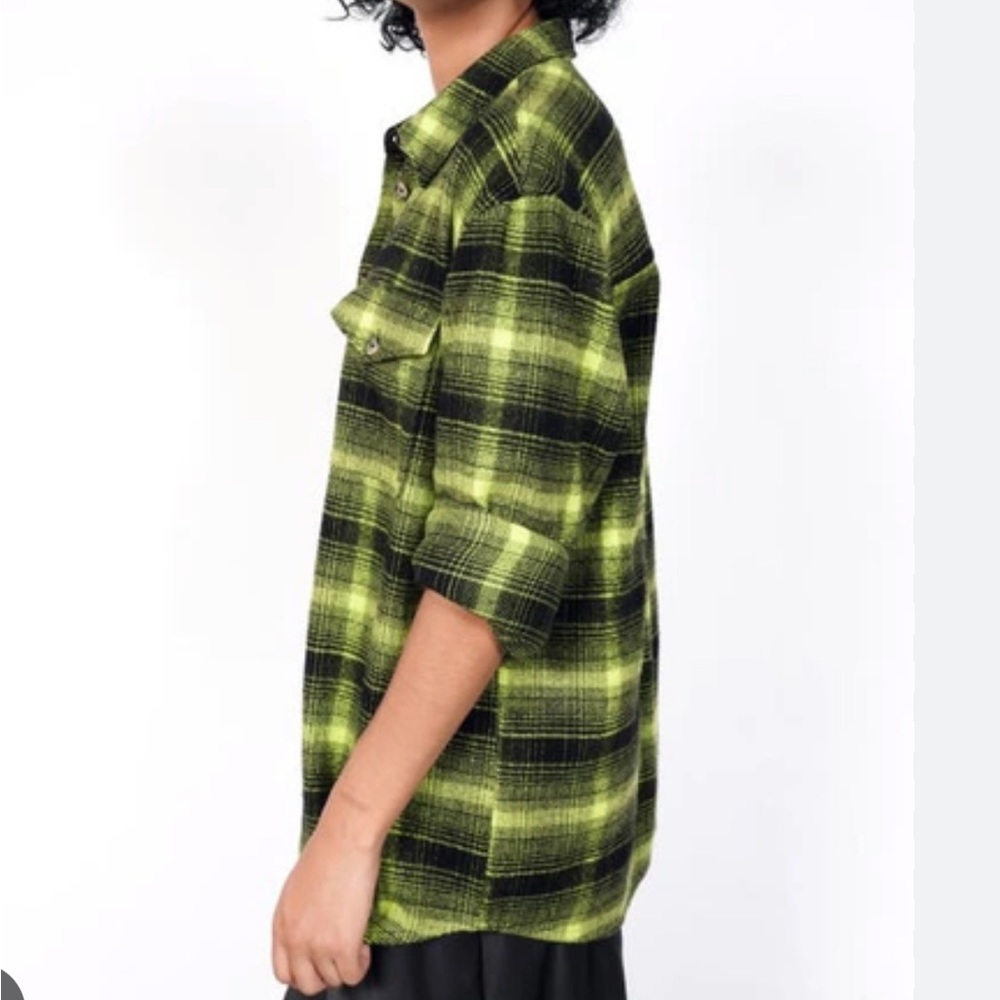 Bp green black ombré oversized work shirt Laura plaid